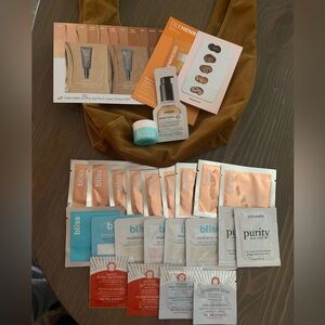 Merit Brown Corduroy Make up Bag and sample bundle